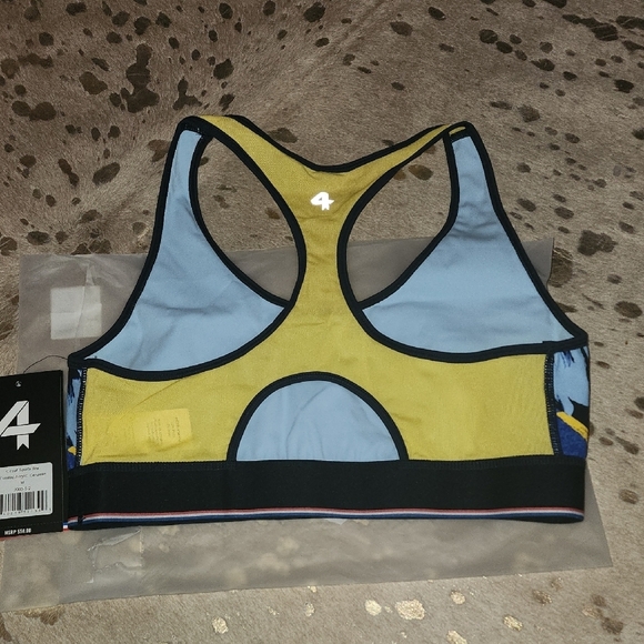 Women's Blue and Yellow Sports Bra - Picture 2 of 3